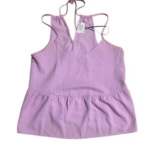 Olive & Oak spaghetti strap halter peplum top in ultra pink